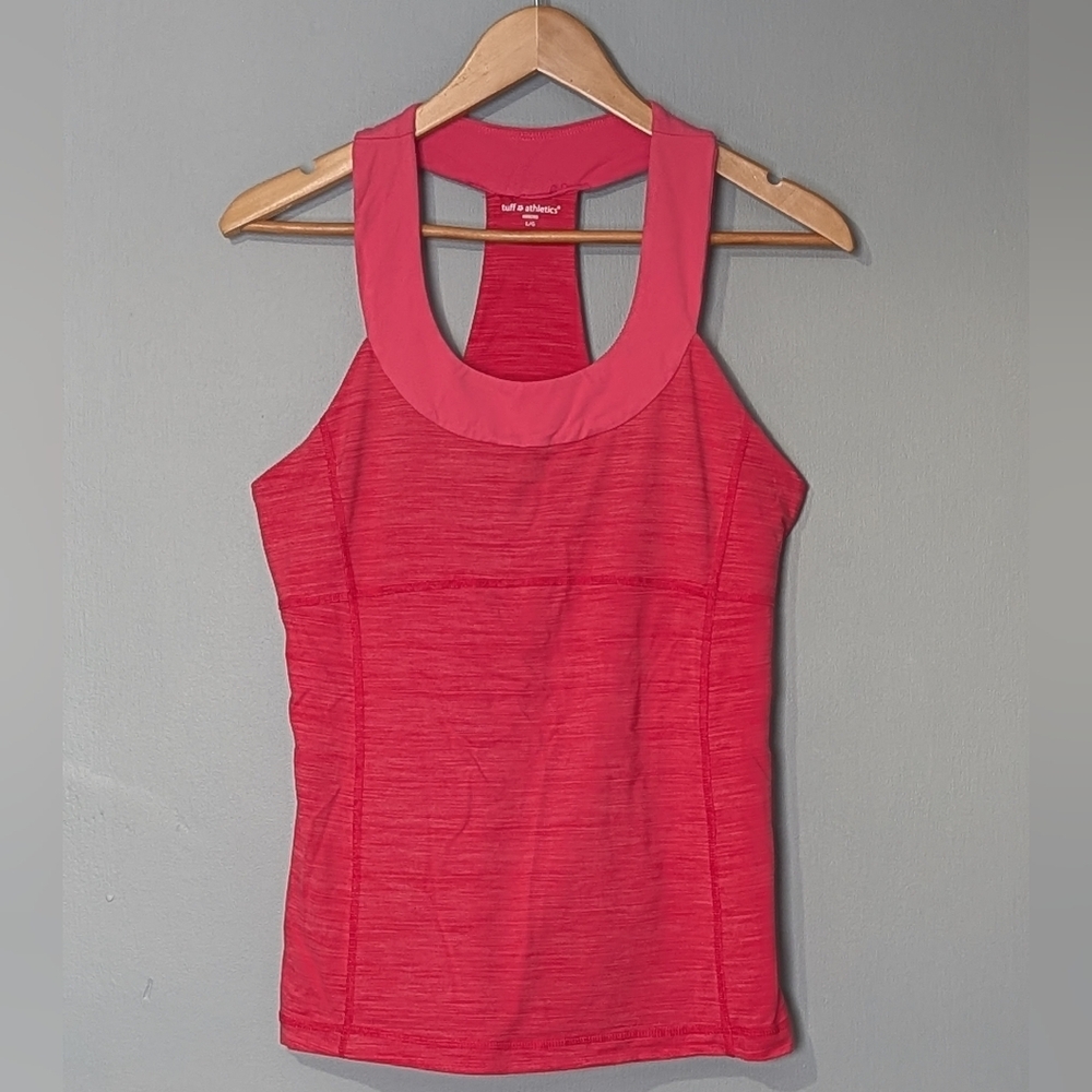 Tuff Athletics Coral Racerback Athletic Tank Top Built-in Bra Women's Large